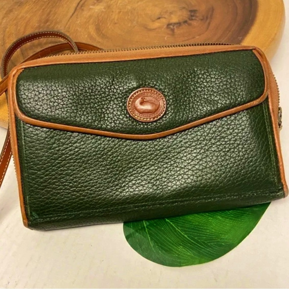 Vintage Dooney & Bourke Green and Brown Crossbody Bag
